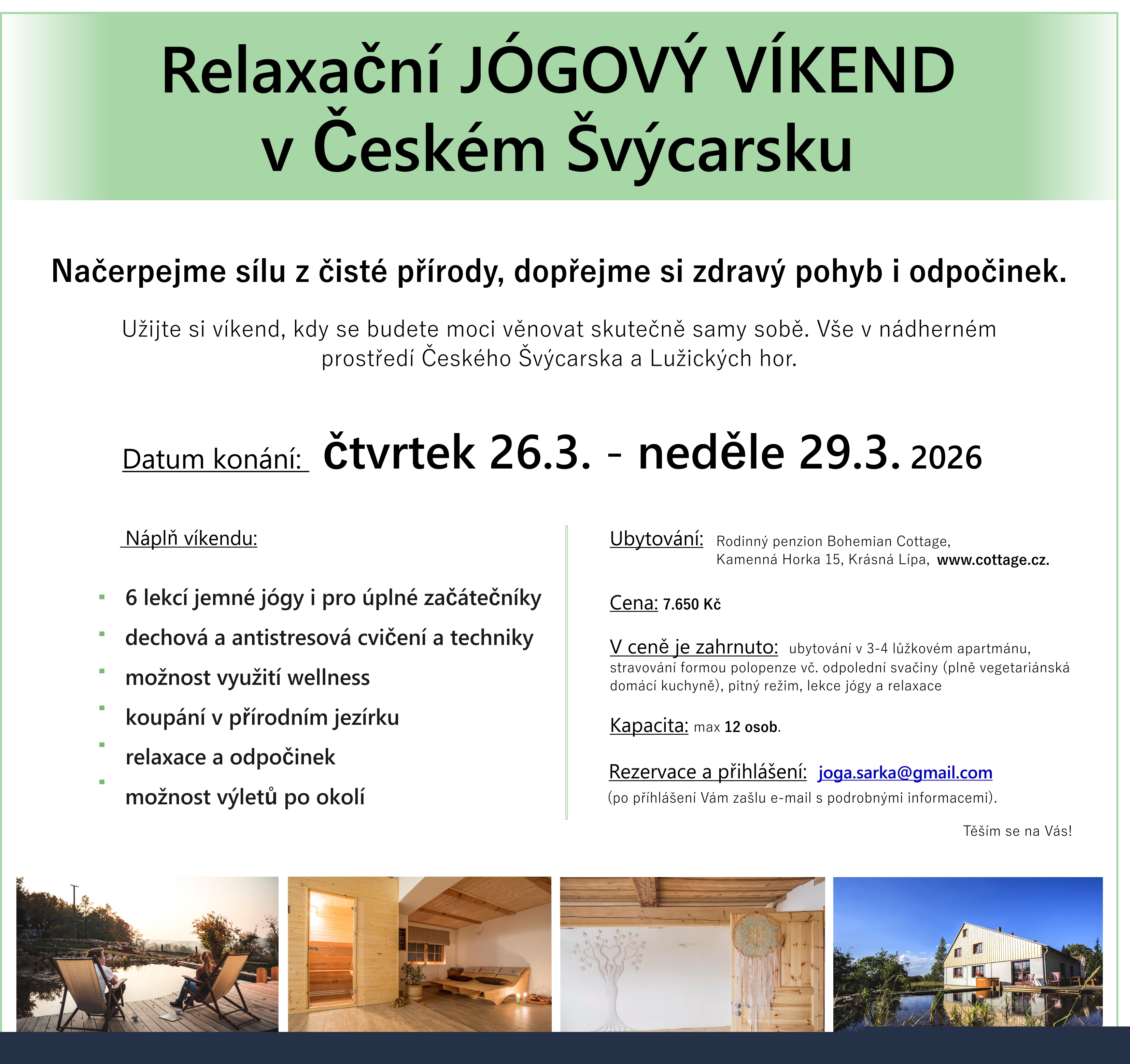 Relaxační jógový víkend v Českém Švýcarsku
